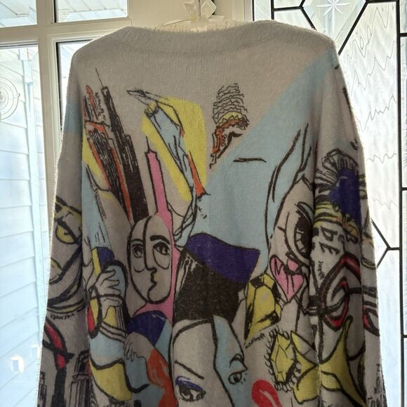 Pop Art Abstract Print Picasso Oversized Tunic Sweater MiniDress OS Wool - Picture 8 of 12